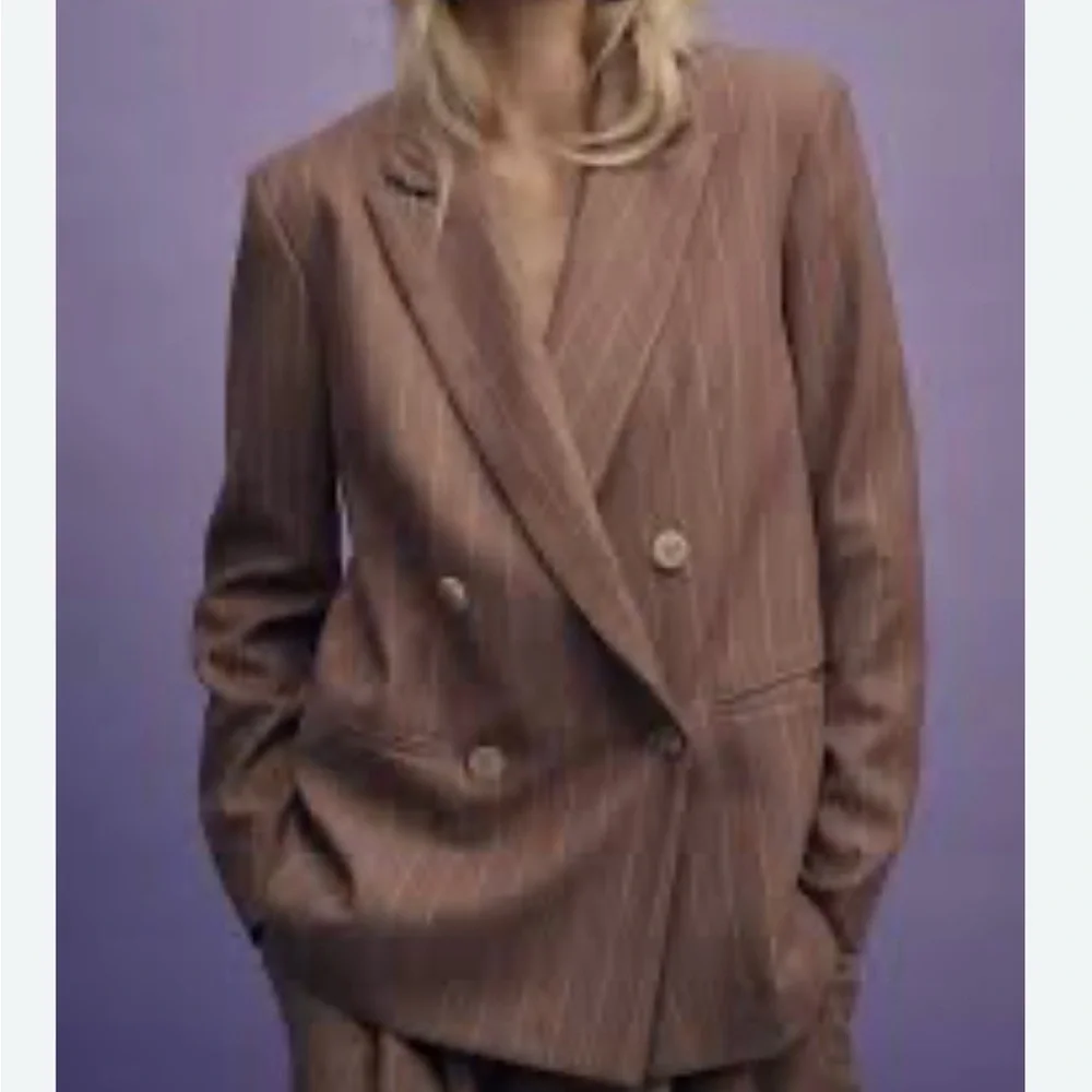 Anthropologie Brown Double Breasted Striped Blazer XXS - Picture 2 of 10